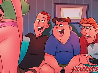 Animated group becomes slutty in a cartoonish gang bang