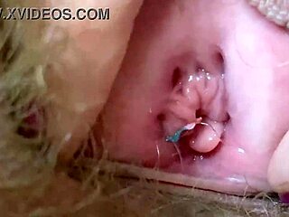 Professional masturbation compilation with gross close-ups of asshole and big clit with hairy body giantess fetish scenario