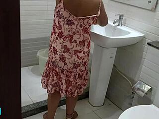 Arab stepmom caught while naked taking a bath