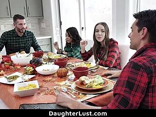 Stepdad and stepdaughter swap steps on thanksgiving day