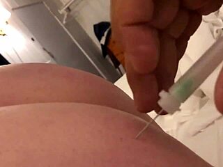 Blonde babe could make a great business out of using needles during blowjob session