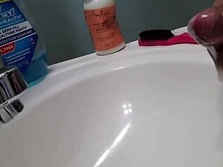 he stroked his hard cock until he shot a thick cumshot from masturbation