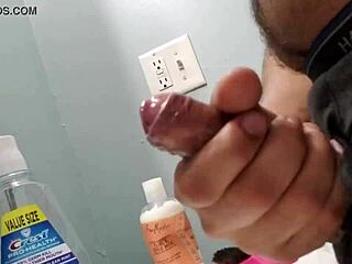 he stroked his hard cock until he shot a thick cumshot from masturbation