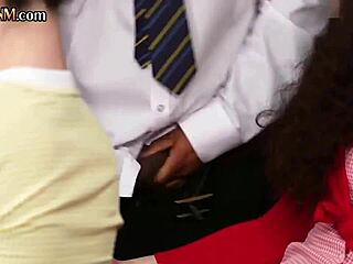 mesmerized sluts jerk black cock in college cfnm