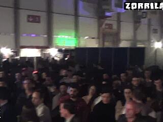 brunette pornstar gives handjob at erotic party 😏