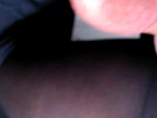 She ties my cock tightly in black pantyhose for intense masturbation