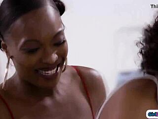 Black stepmom facesits ebony stepdaughter passionately