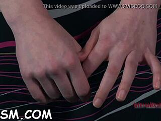 The lady rubs her sissy slave intensely