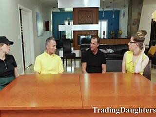 Stepdaddy's forbidden groping of big tits brunette babe