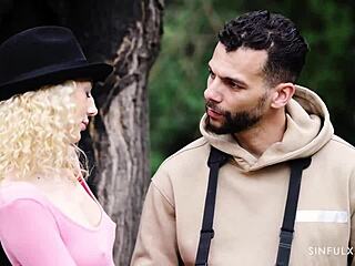 Watch this pornstar go from photo shoot to intense blowjob and cumshot.