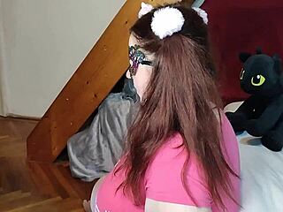 Hey, pumping stepdaughter's throat with cum in messy facefuck hd