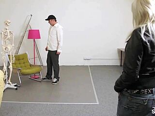 busty chubby blonde smiles as fake agent fucks her hard