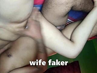 Sexy Indian wife gives blowjob and handjob