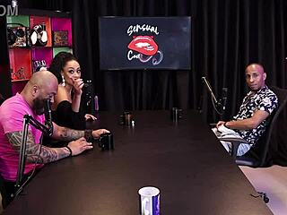 negro pulls out dick and hot girl gives blowjob before measuring