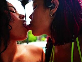 Sunny Day of Lesbian Roommates Sharing Intimate Moments Outdoors