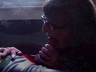 all american granny giving a sloppy blowjob to big cock