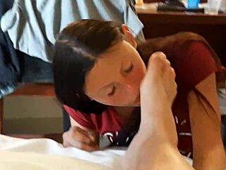 Two lesbian girls indulge in foot licking fetish