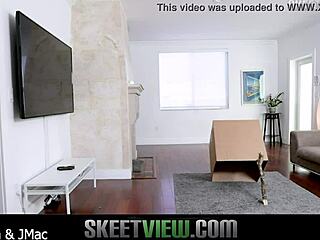 Ava eden caught by jmac and fucked hard in knee socks before jizz facial