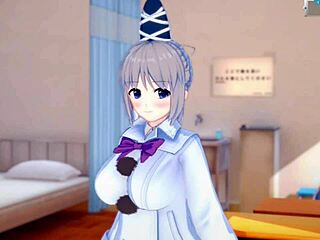 In this 3D hentai anime, Mononobe no Futo enjoys intense tit rubbing! 😍