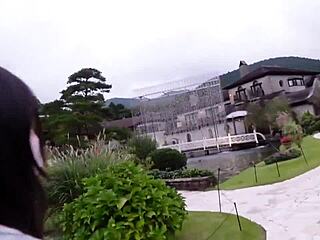 Feeling the intense pleasure of outdoor hot spring sex and bloomer encounters with a cute e-cup beauty