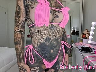 Melody Radford Tries On Pink Ruffled Micro Bikini