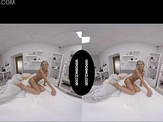 Blonde MILF Takes Big Black Dildo in Tight Pussy in VR Reality