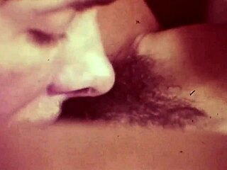 vintage flatmate cheats on her boyfriend with hairy passion. retro beaver exposed in antique setting.