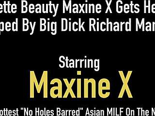 i accidentally moaned brunette beauty maxine x gaped by big dick richard mann while watching