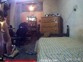 Bartender's wild night of sucking and fucking. Cum splattered on her tits in hardcore action.