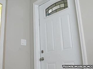 Cute teen Natalie Brooks rides BBC in reverse cowgirl with her big ass