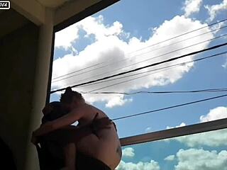 I had sex with my boss on the balcony while his wife was at work, riding his cock hard.