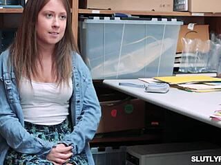 Asian shoplifter Asia Lee caught stealing at work. Officer Giovanni offers a hardcore deal.