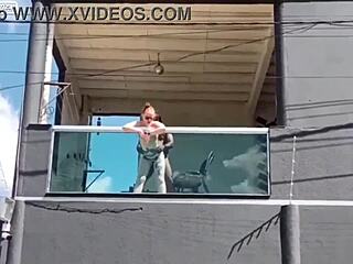 I had sex with my boss on the balcony while his wife was at work, riding his cock hard.