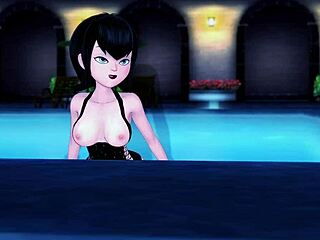 Mavis enjoys poolside banging at Hotel Transylvania with wild anime flair. Her teen charm shines through.
