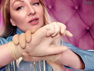 Latex gloves and blue PVC coat: Neutral sounding sexual.Allow me to present you one of the hot sounding ASMR video with a sexy MILF