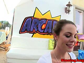 Beautiful pornstar in close-up after sucking