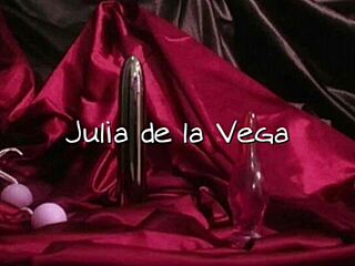 julia plays with her dildo and toys