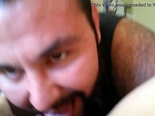 BBW amateur gives okay blowjob.