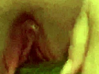 horny teen 18+ uses cucumber as a dildo