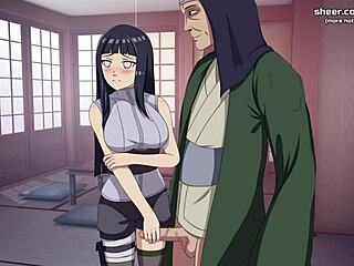 나루토 게임에서 히나타 휴우가 늙은 남자 자지 쳐줘!