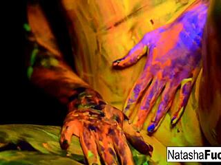 Busty Natasha Nice Poses Nude In Sexy Black Light