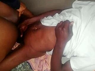 Ebony amateur bends over for massive black cock doggystyle