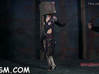 Tough gal gagged and caned hard