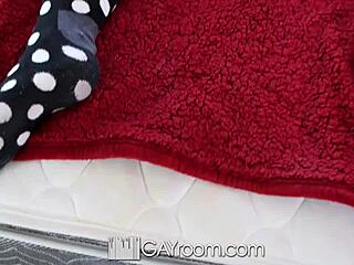 Aspen interrupts Billy Santoro for intense gay assfucking, blowjob, and cumshot in Gayroom