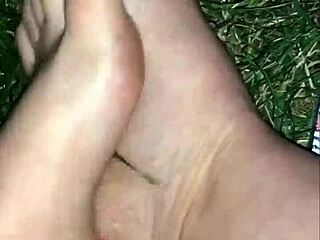 Walking in Hot Night with Nylon Footjob