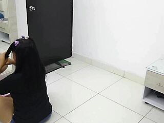 My skinny latina stepdaughter listens as I teach her to play every night, giving her a big orgasm.