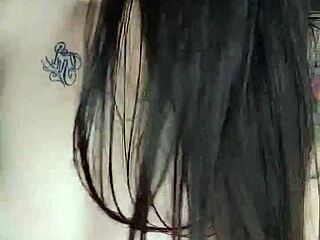 Girl teases wet pussy on video call.