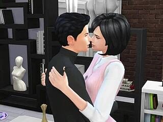 horny girlfriend tries porn with cute petite moves 😏