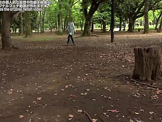 Blindfolded outdoor walk leads to fetish fun.