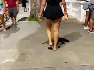 Lesbian amateur shows off on Salvador beach before gangbang with five interracial men and facial.